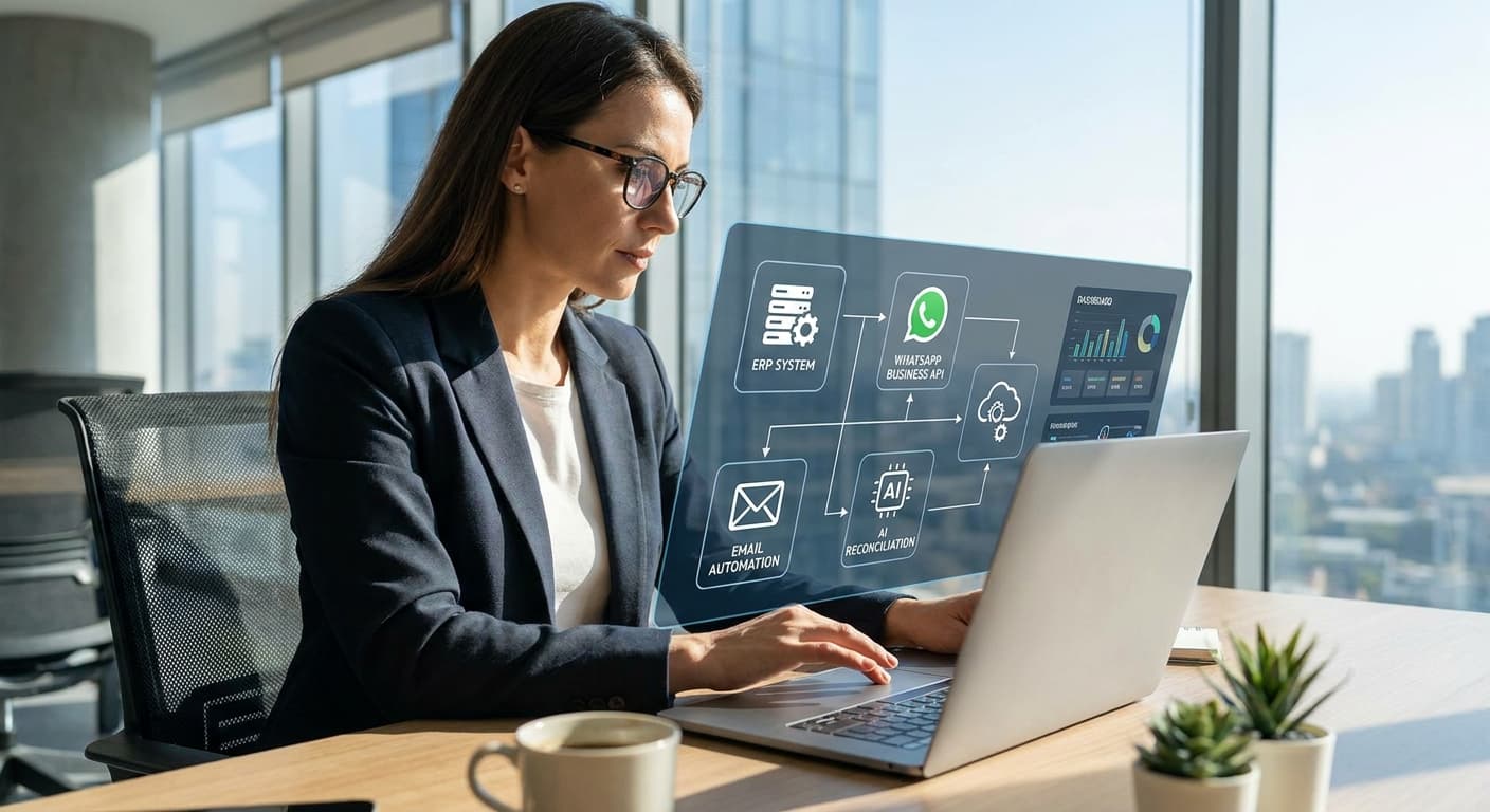 Featured image for: Tutorial Julio 2026: Cómo automatizar la cobranza B2B — recordatorios de pago, envío de e-CF por WhatsApp y conciliación automática desde tu ERP, paso a paso