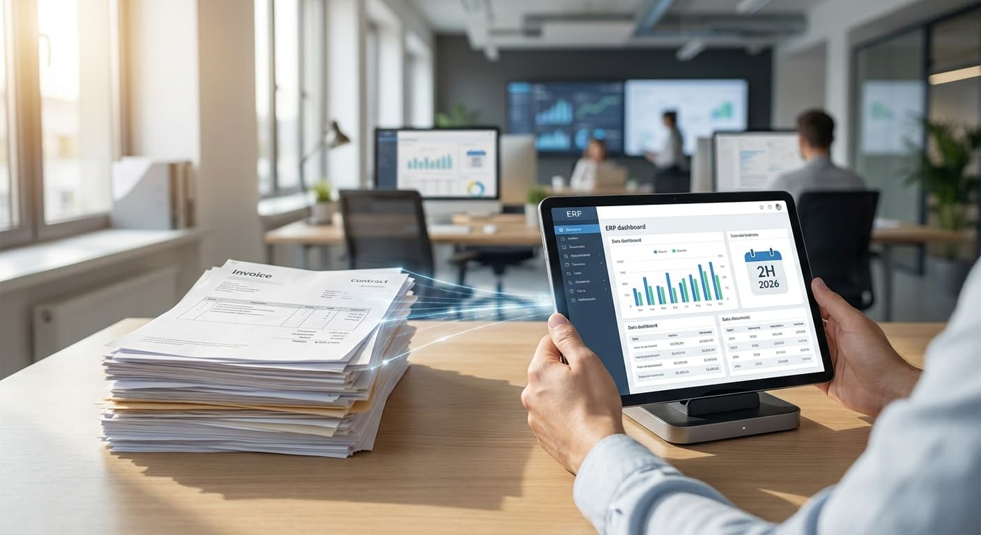 Automatización de captura, clasificación y archivo de documentos en ERP con IA — facturas, contratos, recibos y expedientes digitalizados sin tocar un teclado