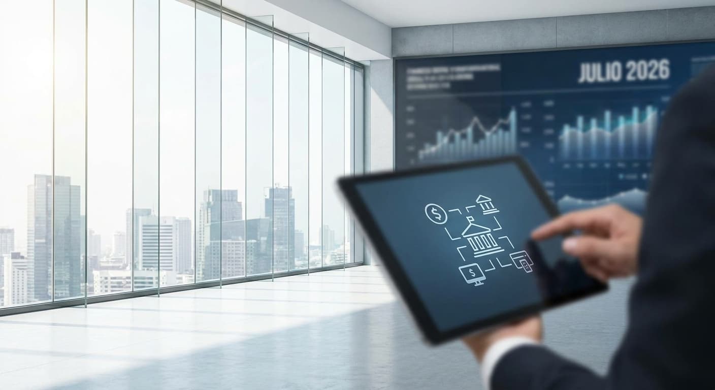 Dashboard de tesorería con validación en tiempo real de comprobantes fiscales electrónicos (e-CF) conectados a sistemas bancarios en República Dominicana