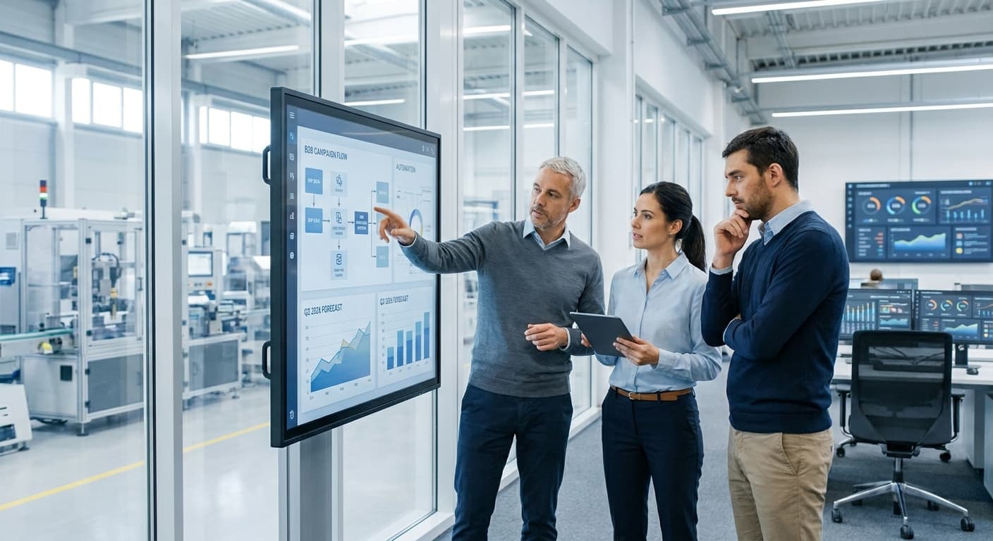 Campañas B2B automáticas activadas con datos del ERP en una empresa industrial dominicana