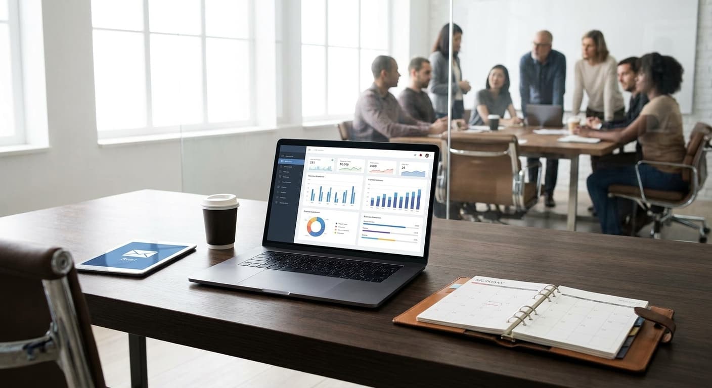Dashboard automático de KPIs enviado por correo desde un ERP: ventas semanales, cuentas por cobrar, margen bruto y flujo de caja